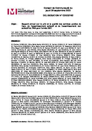 Rapport annuel sur le prix et la qualité des services publics de l'eau 2021