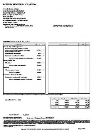 CHARDON - Devis type inhumation 2023