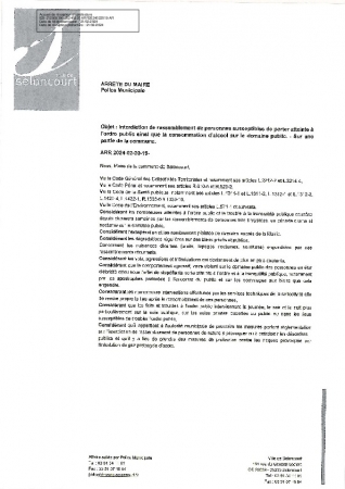 ARR2024-02-20-19 INTERDICTION DE RASSEMBLEMENT DE PERSONNES SUSCEPTIBLES DE PORTER ATTEINTE A L'ORDRE PUBLIC AINSI QUE LA CONSOMMATION D'ALCOOL